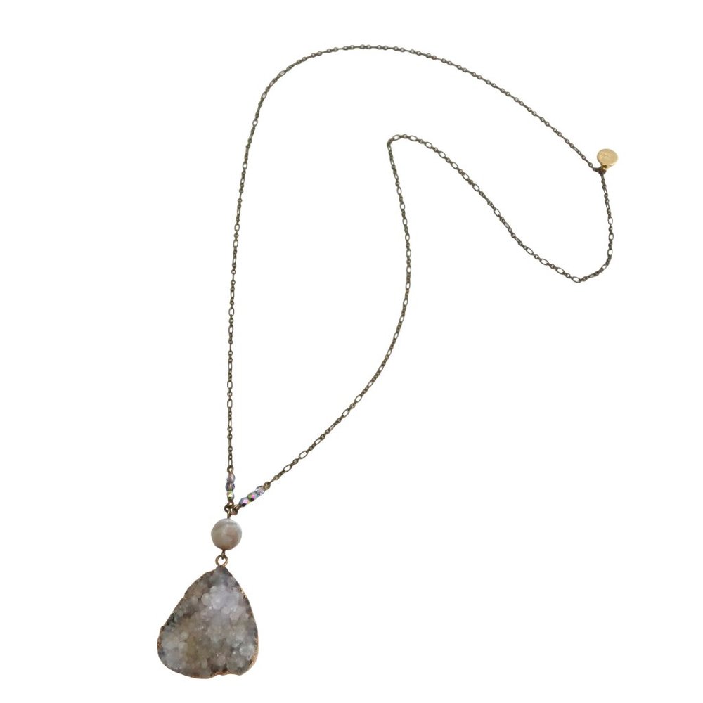 MANDY MOON Druzy crystal pendant necklace
